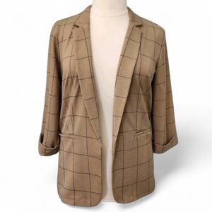 Maurices Tan Black Windowpane Plaid Blazer Like New XL